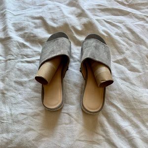Espadrille platform flatform sandals grey suede like texture